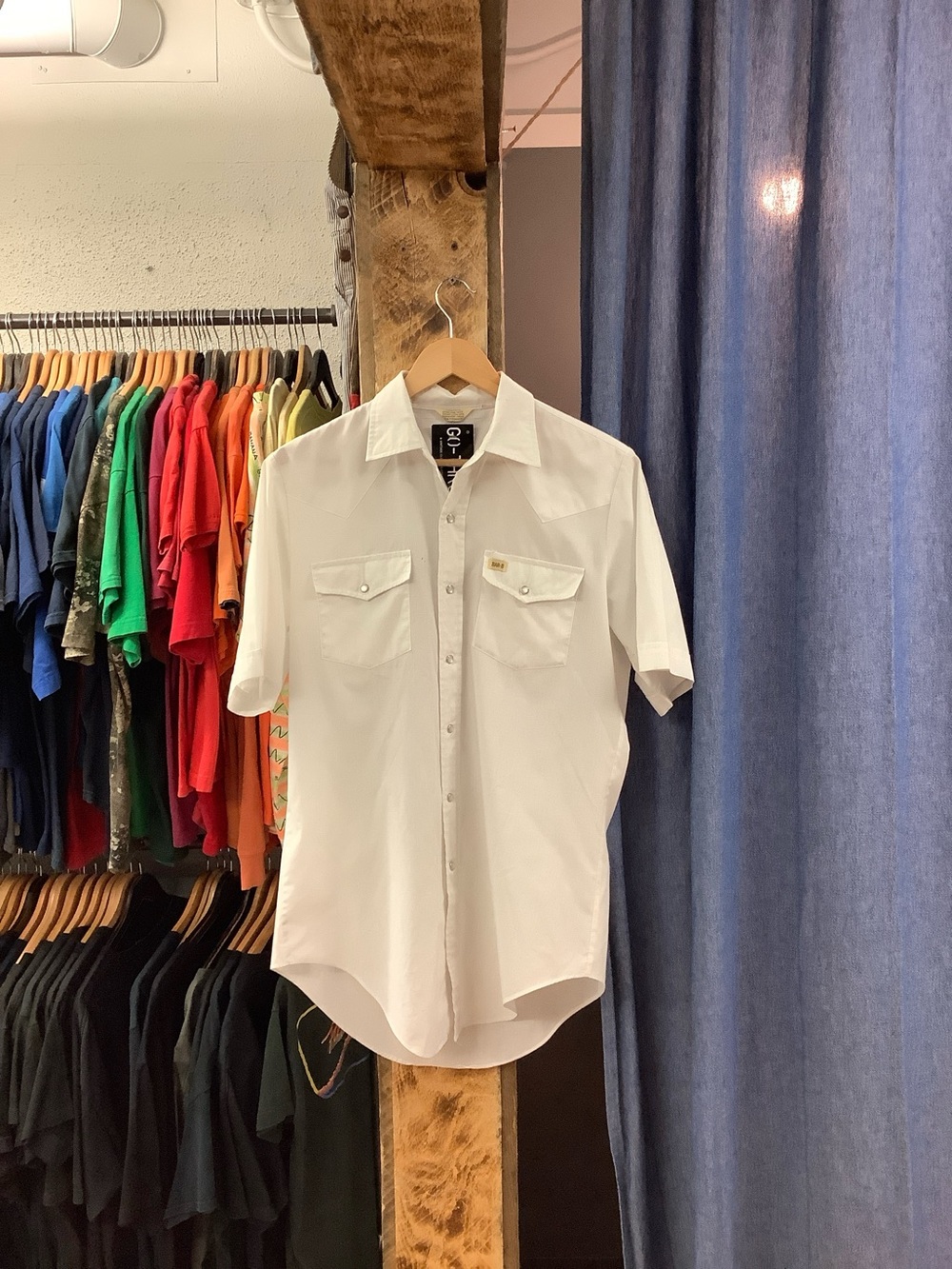 Vintage bar b western white Pearl snap button up shirt